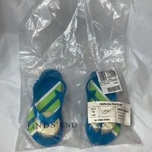 Lands End Blue and Green Youth Eva Flip flop Size Youth 12 Med NWT